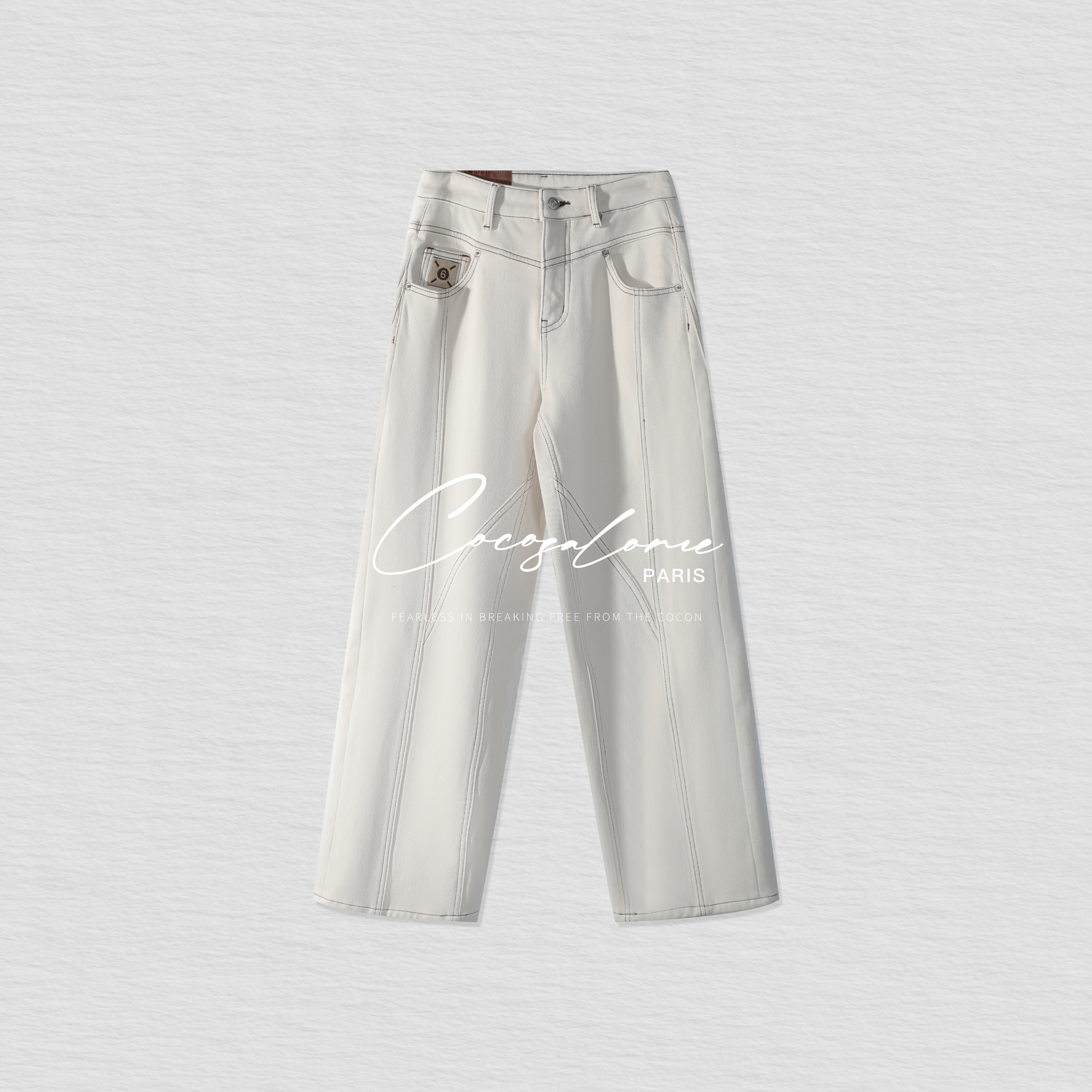 M6数字明线轮廓通勤极简牛仔裤