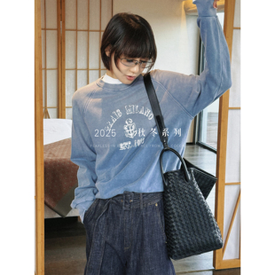 韩彬彬 100棉重磅盐炒水洗渐变休闲简约字母卫衣女601H 盐炒渐变