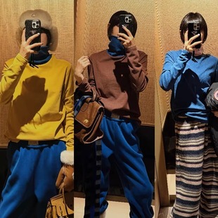 天丝莫代尔撞色高领自发热打底长袖 阳离子 女3368 天鹅颈 韩彬彬