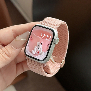 升级回环磁吸 适用applewatch9表带iwatch苹果手表s9尼龙手表带编织弹力透气运动s8 4代ultra夏天se新款