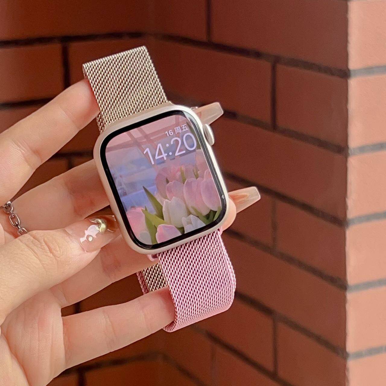 【金属磁吸】适用iwatch11表带S11苹果手表S10米兰尼斯Applewatchs8时尚S9夏天SE3S76高级运动5代ultra3男女