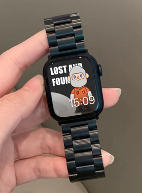 【官方款】适用苹果手表S11applewatch10表带iwatch987SE3代夏季不锈钢带金属ultra3链式41/45/40/44mm男女款