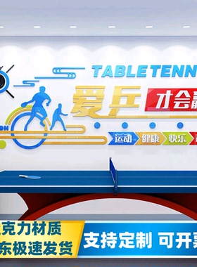 乒乓球活动室亚克力墙贴