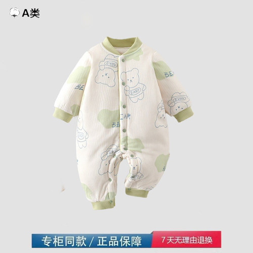 品牌撤柜清仓宝宝加厚棉服新生儿外穿爬服婴幼儿夹棉150克连体衣