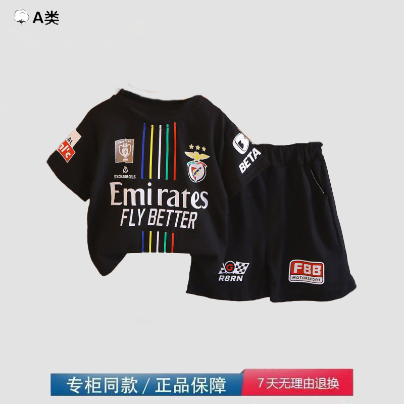 品牌撤柜折扣新款中小儿童足球运动短袖短裤女宝衣服男童夏季套装