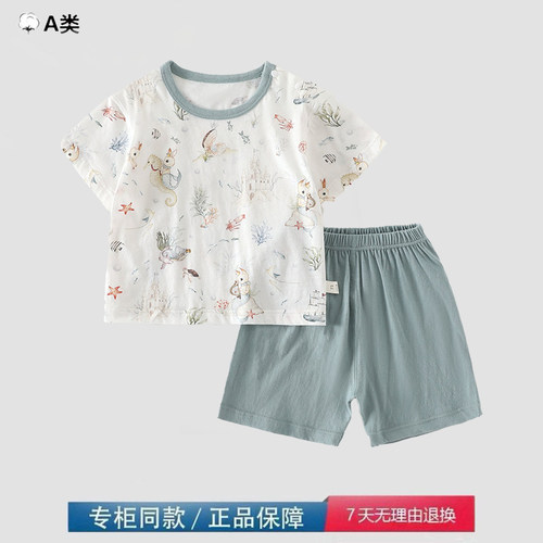品牌撤柜折扣宝宝夏季套装男女童短袖短裤薄款分体衣洛丽塔衣服