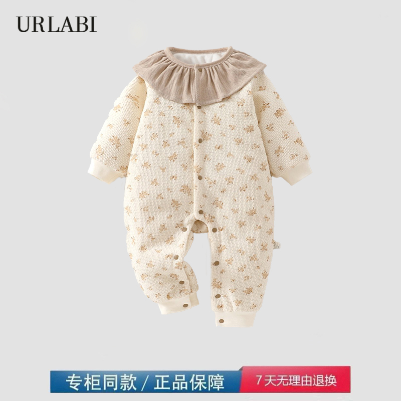 品牌撤柜清仓婴儿连体衣棉服秋冬夹棉60克保暖哈衣爬服宝宝外出服