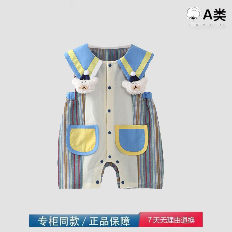 品牌撤柜清仓特价夏季款婴幼儿小丑领无袖哈衣宝宝帅气短袖外出服,模玩/动漫/周边/娃圈三坑/桌游,童装lolita洛丽塔,淘宝优惠券,粉丝福利购,淘宝优惠卷