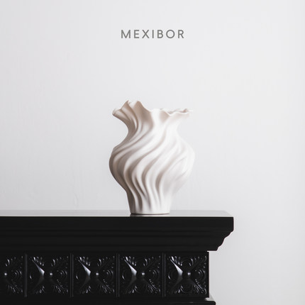 MEXIBOR白色陶瓷花瓶线条柔美现代简约家居装饰客厅餐桌插花摆件