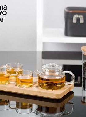 供应尚明L008新款便携包功夫茶具泡茶器玻璃茶壶户外轻奢旅行套装