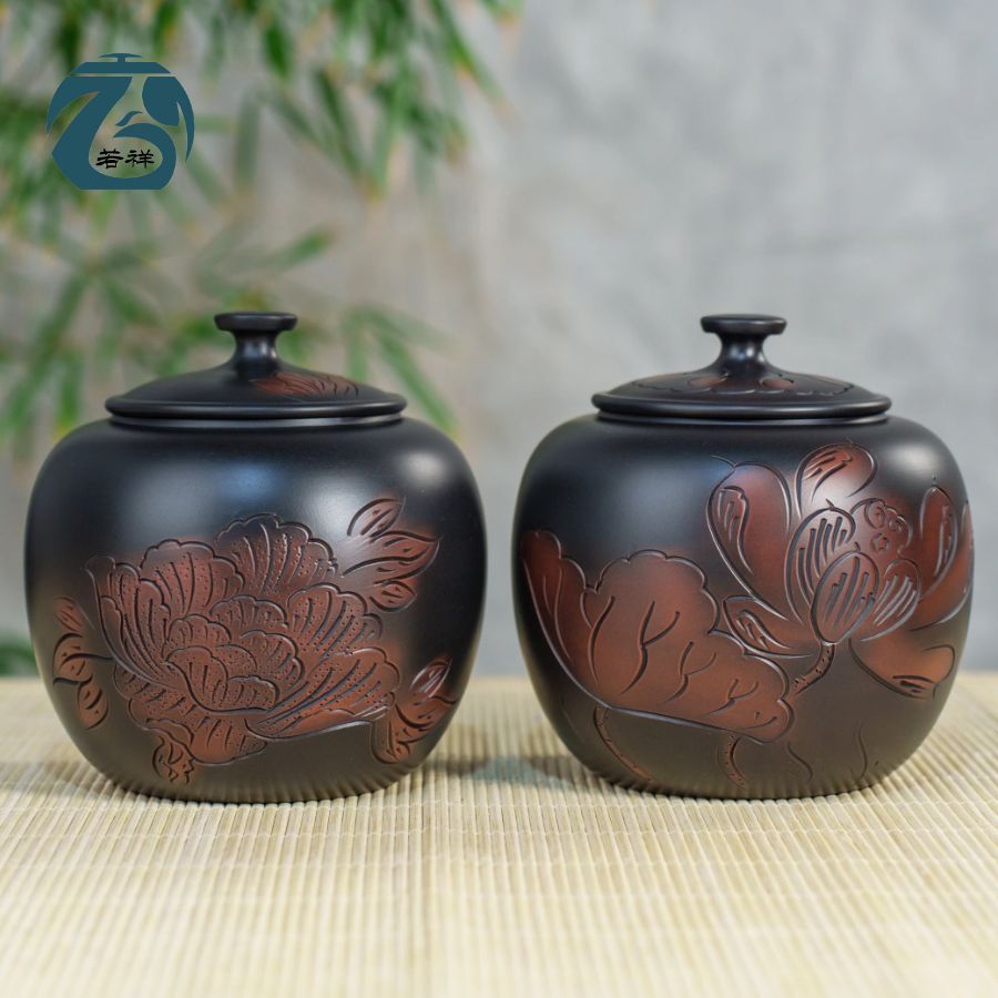 建水紫陶防潮茶叶罐密封醒散茶罐