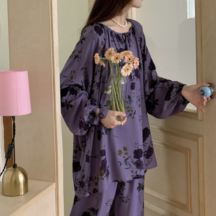 睡衣女士春秋季 薄 绵绸宽松新国风家居服可外穿简约新中式 棉绸套装