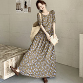 2025新款 睡衣女棉绸度假风连衣裙氛围感人造棉裙子 睡裙女春夏长款