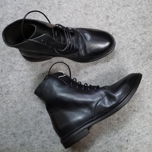 德国采购新品Marsell黑色软面皮男高帮皮鞋短靴子马丁靴