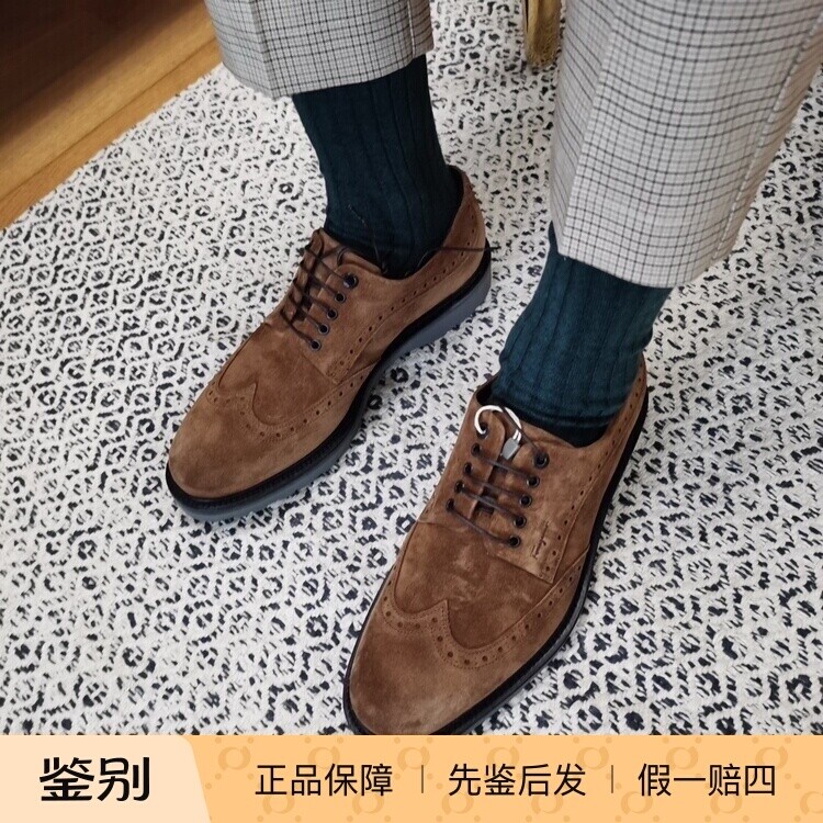 德国采购新品Ferragamo菲拉格慕雕花磨砂皮男士德比鞋单皮鞋