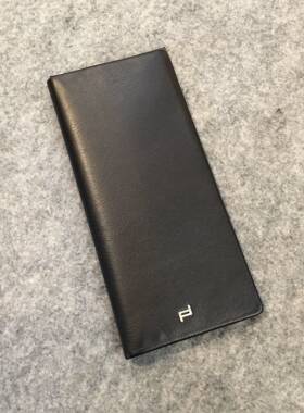 德国黑色软皮竖款礼盒装长钱包