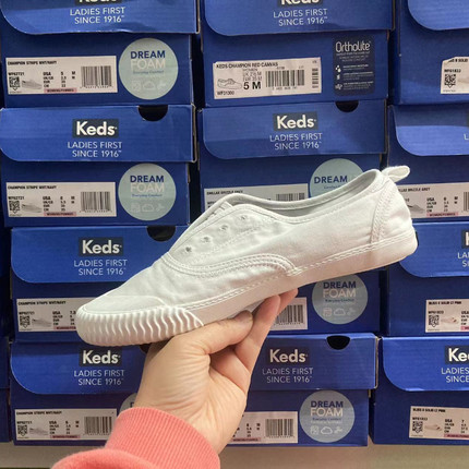 SPERRY品牌女鞋低帮圆头透气帆布休闲鞋纯色舒适一脚蹬懒人鞋微瑕