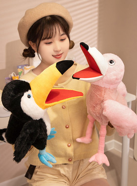 小鸟鹦鹉手偶玩具毛绒公仔动物手套嘴巴能动早教幼儿园表演讲故事