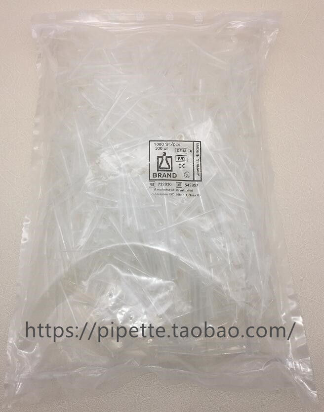 Brand普兰德袋装吸头 300ul管嘴 1000根/包 732030