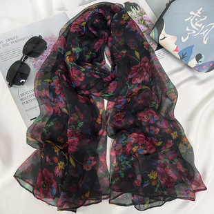 春秋夏季长丝巾女2025新款真丝女士围巾桑蚕丝披肩护脖子防晒纱巾