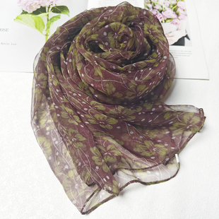 护颈真丝丝巾洋气时尚百搭春秋季2025新款桑蚕丝防晒围巾长款纱巾