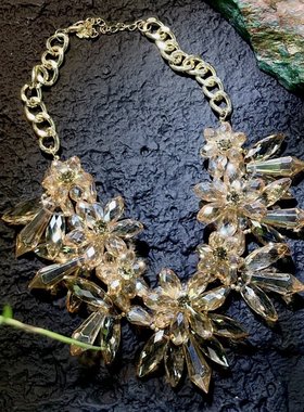 花朵奢华水滴套装耳环项链