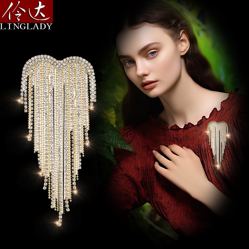 欧美气质流苏胸针胸花女名媛气质别针大气开衫扣针外套大衣配饰