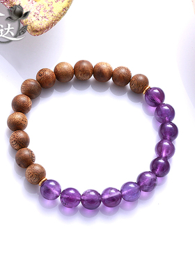 LINGLADY天然紫水晶木质手串女款轻奢高级感手链