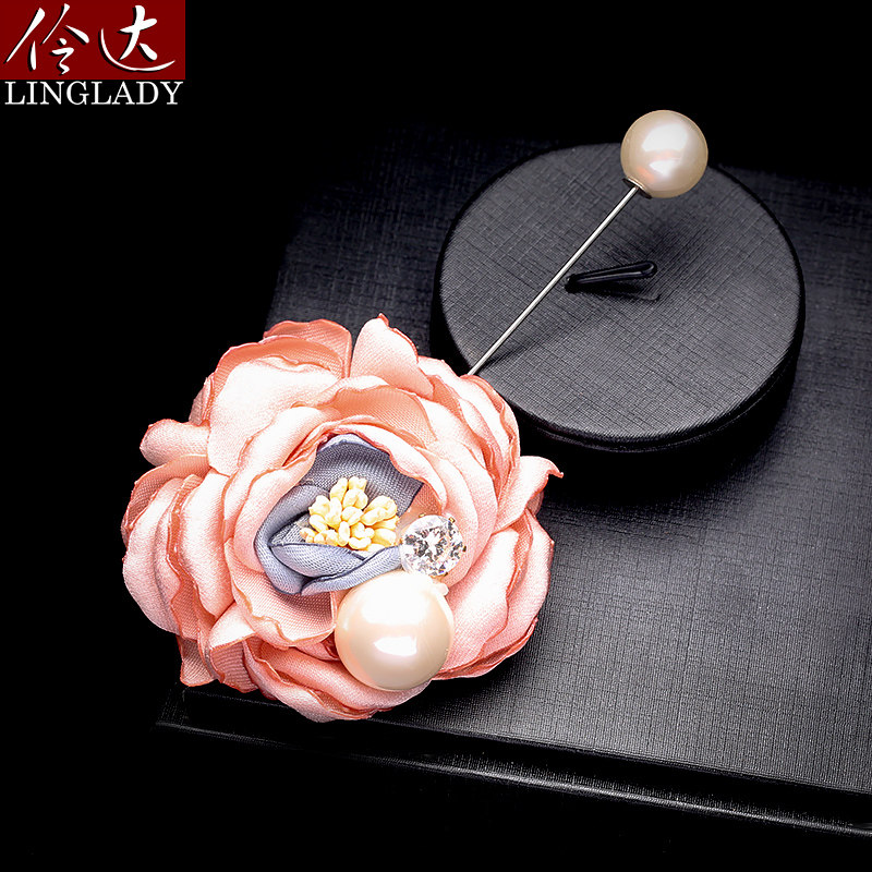 一字针胸针胸花布艺披肩扣花朵插针轻奢高档西装大气胸针配饰