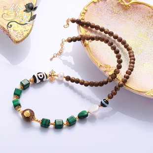 木质串珠项链手链套装 百搭高级感珠饰包挂