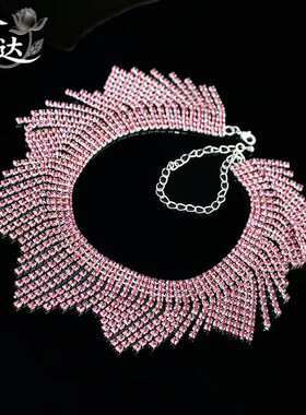 LINGLADY奢华水钻流苏项链女合金链条百搭饰品