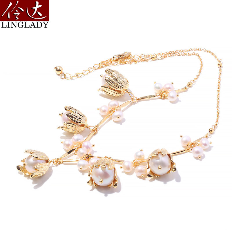 伶达饰品淡水珍珠项链女高档气质锁骨链短款衣服挂件 万树松萝