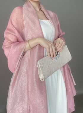 真丝围巾桑蚕丝披肩女丝绸绣花两用纱巾妈妈头巾高档丝绸礼品丝巾