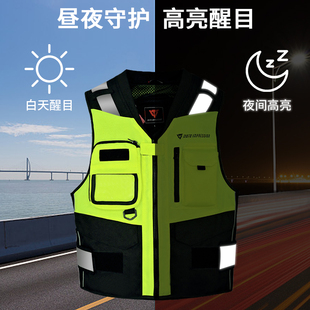 夜间机车摩旅服 摩托车骑行反光背心马甲男防摔安全服骑士装 备夏季