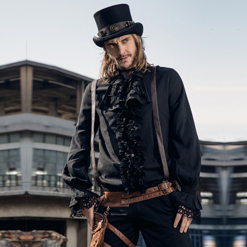 衬衫男长袖秋冬宽松欧美男装朋克风哥特GOTHIC暗黑复古配领花灯笼在类目 女装/女士精品, 衬衫中 - 来自Buy2taobao.com提供专业的淘宝代购服务