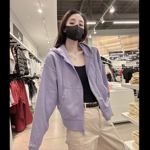 Calvin Klein CK女士时尚休闲柔软连帽运动抓绒开衫卫衣CW390-9