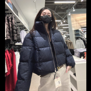 CK Calvin Klein女士秋冬新款暗纹满标Logo防水保暖棉服外套CW544