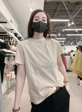 CK Calvin Klein女士夏季新款圆领纯棉柔软舒适休闲短袖T恤CW614