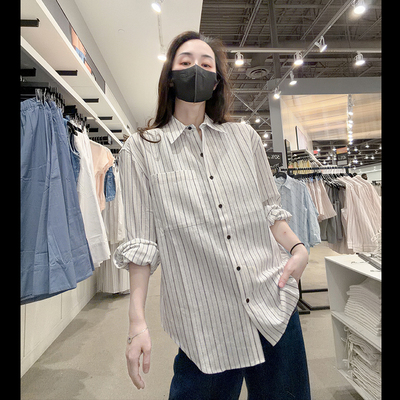 CK女士亚麻长袖衬衫宽松款