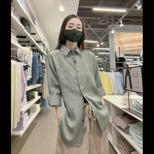 CK女士莱赛尔柔软宽松长袖衬衫