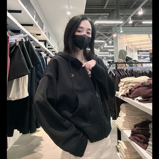 Calvin Klein CK女士秋冬新款宽松显瘦休闲抓绒连帽卫衣百搭CW390