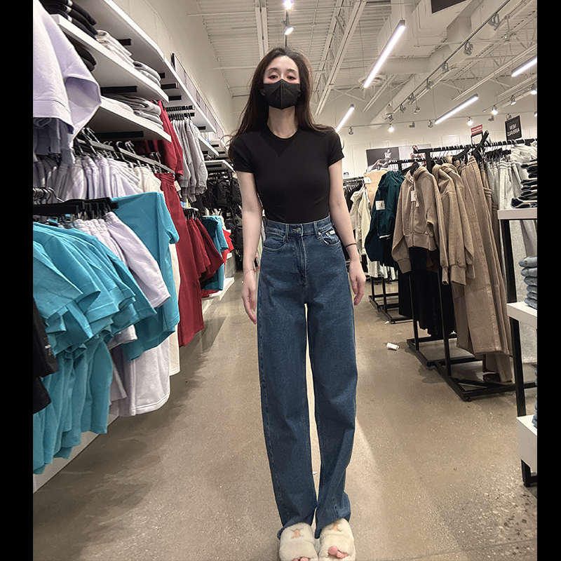 CK女士高腰Barrel弯刀牛仔裤