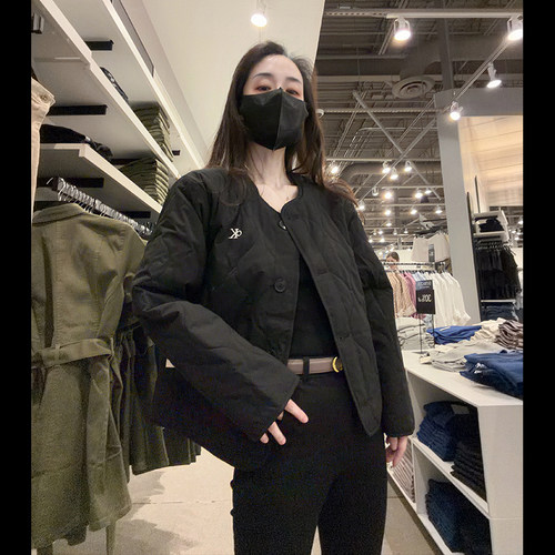 CK女士圆领保暖棉服外套