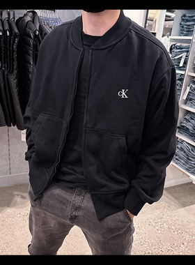 Calvin Klein CK男士拉链棒球领开衫卫衣外套薄抓绒宽松版CM8-33