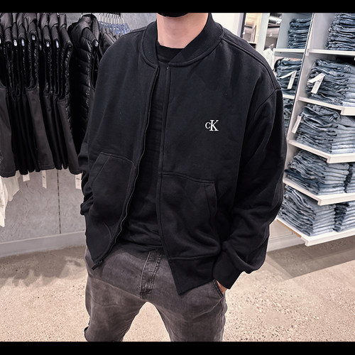 CK男士抓绒棒球领卫衣
