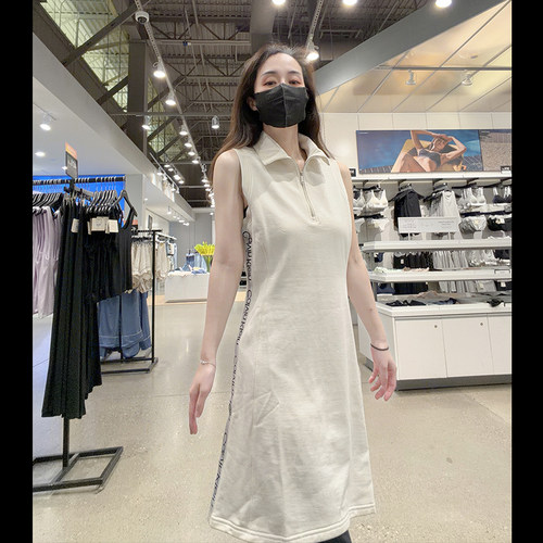 CK女士翻领无袖修身连衣裙