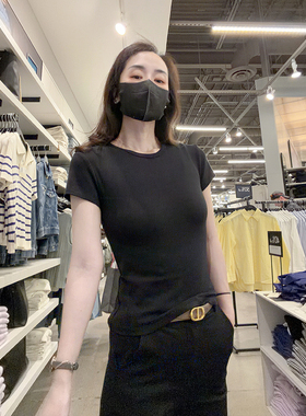 CK Calvin Klein女士新款圆领精梳棉微弹柔软打底短袖T恤CW627