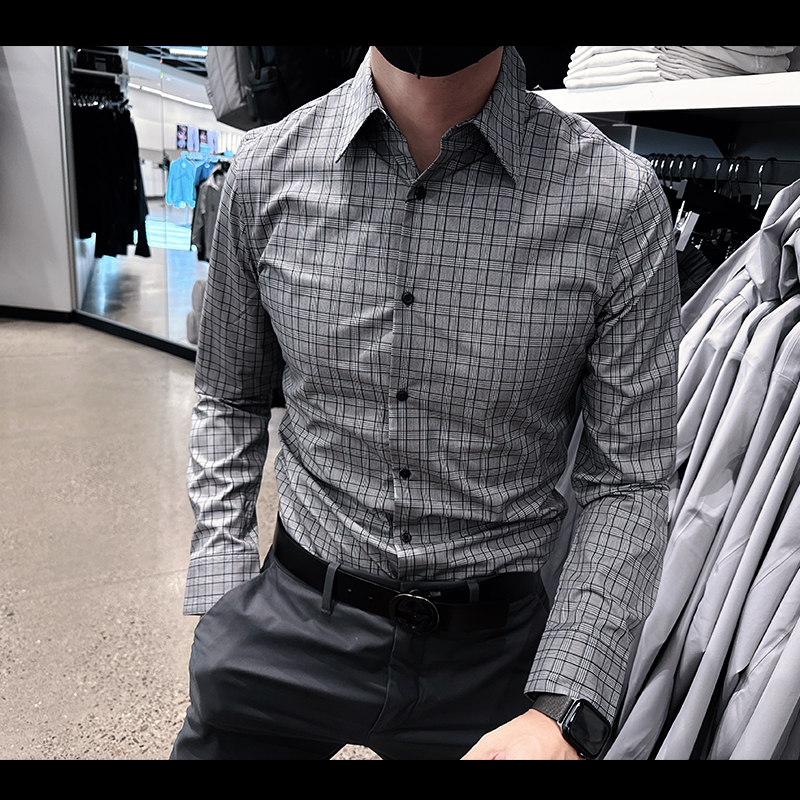 CK男士休闲修身长袖衬衫