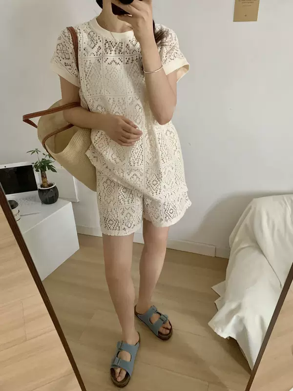 (Cross-border trading), summer cute lace T-shirt sleevless, set, elastic waist