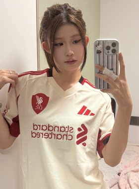 Adidas阿迪达斯2526赛季利物浦客场球迷版短袖足球运动球衣JV6487
